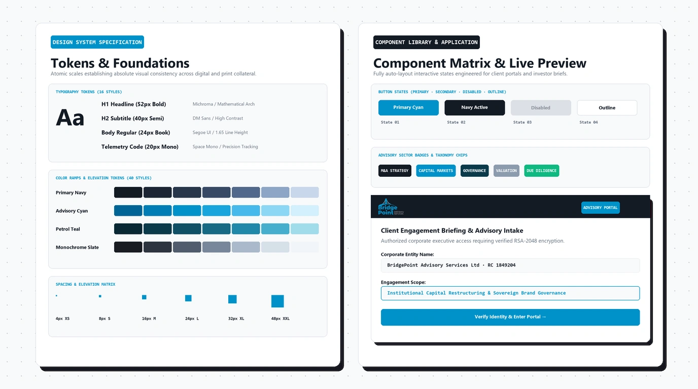 Corporate Design System Tokens & Component Library Matrix