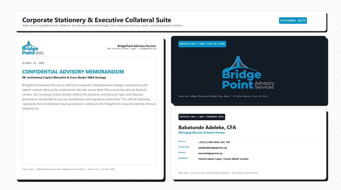 Executive Stationery Suite — 120gsm Letterhead & 600gsm Duplexed Business Cards with Cyan Painted Edges