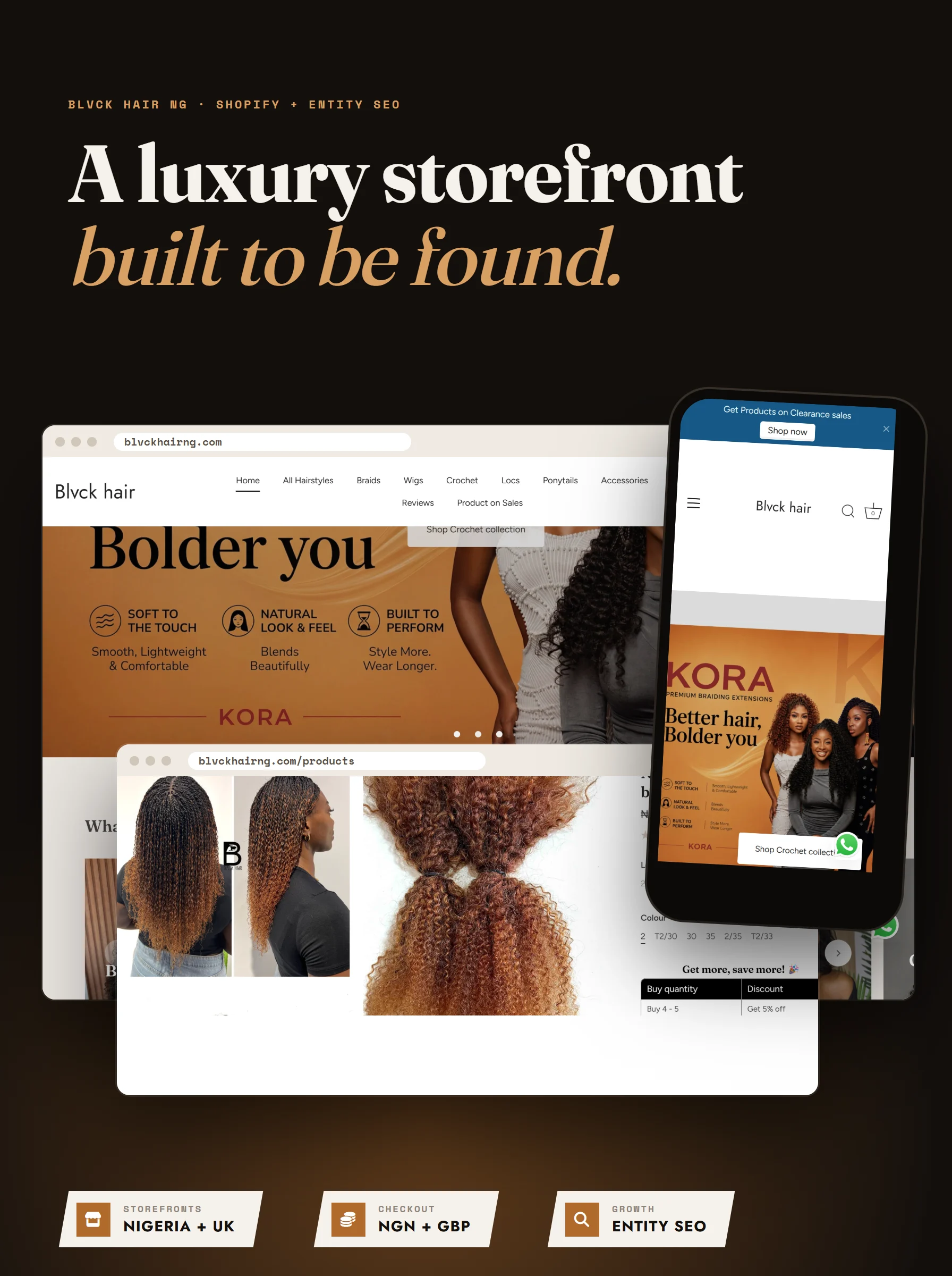 BLVCK Hair NG Shopify storefront — built by Cr8v Stacks