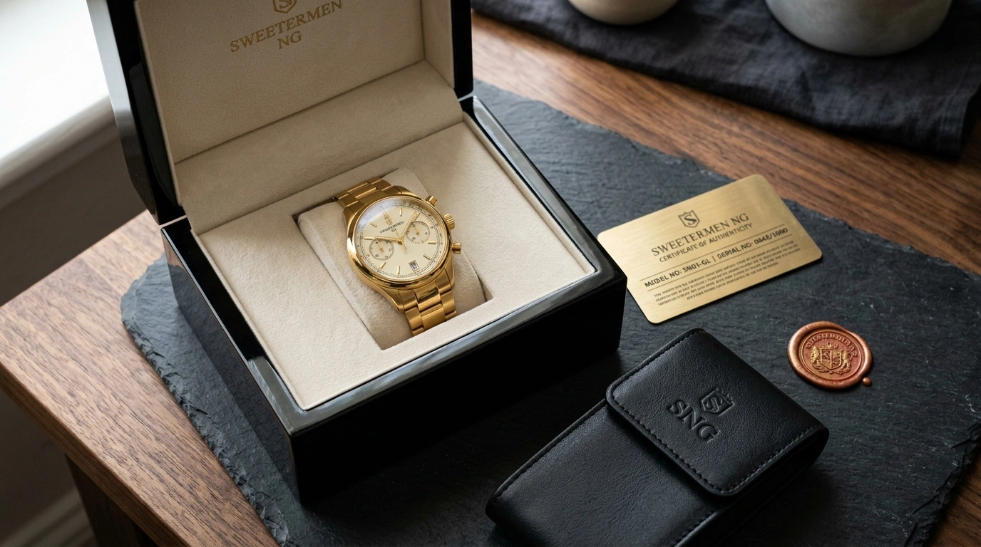 Luxury Unboxing Suite, Warranty Card & Travel Pouch
