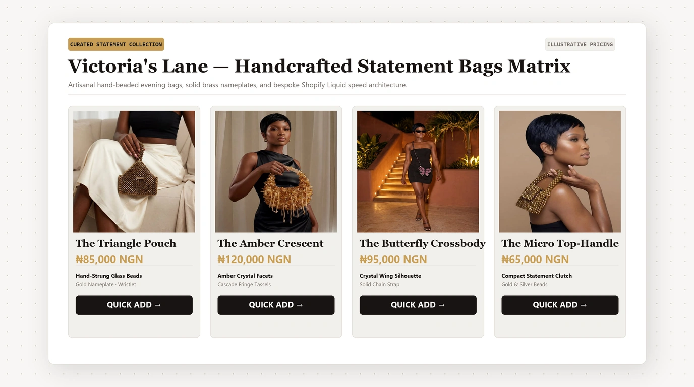 Curated Statement Bags Matrix (Triangle Pouch, Amber Crescent, Butterfly & Micro)