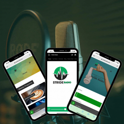website dseign and mobile app development for stride radio